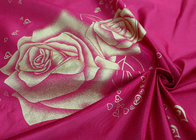 100% полиэстер снует связанную напечатанную ткань тюфяка порошка золота большую розовую